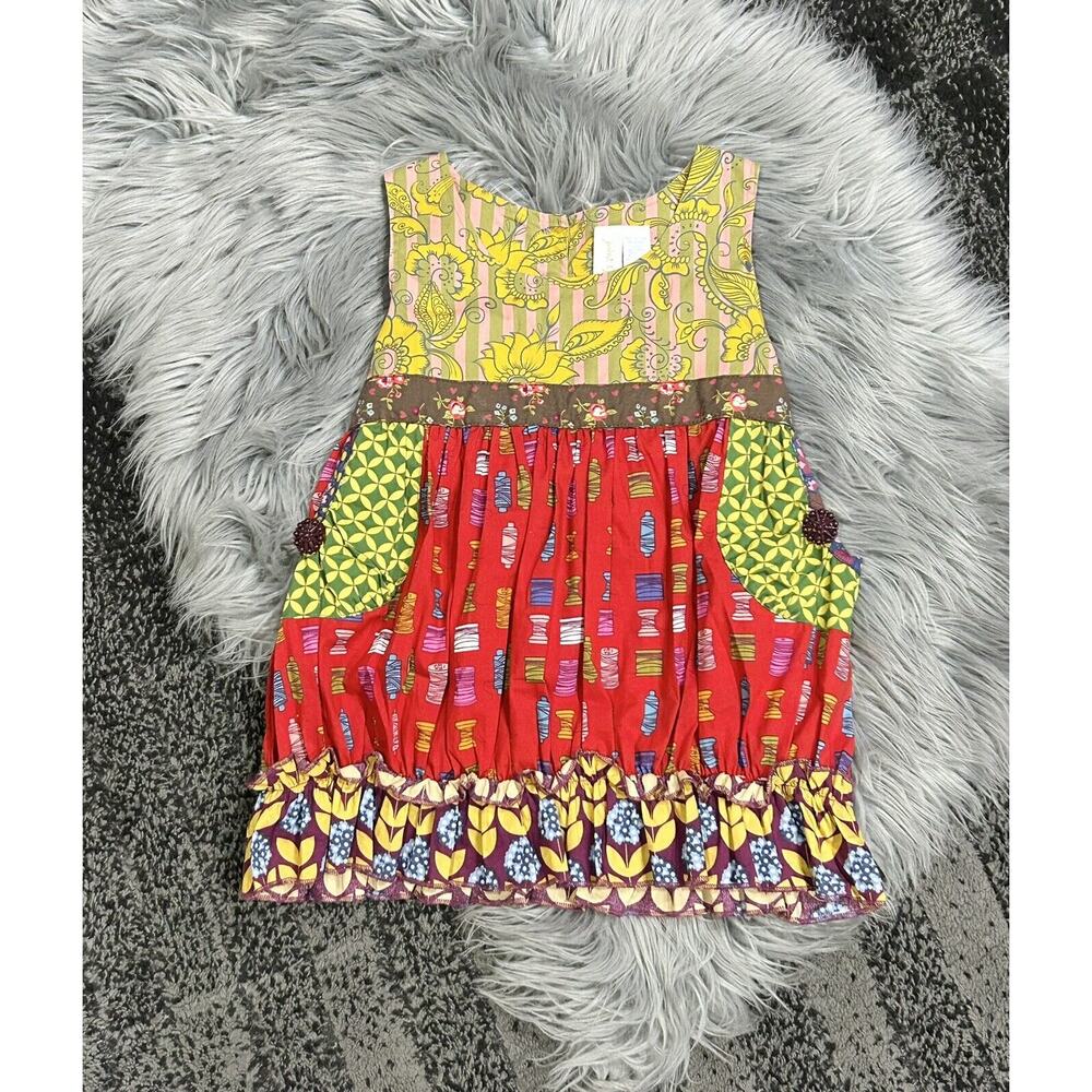 Matilda Jane Paint By Numbers Boutique Red Jester Shasta Bubble Tunic Tie Top 8Y